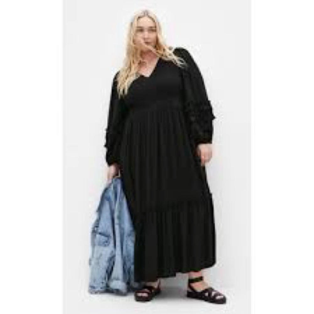 CITY CHIC women’s Plus Size Black V-Neck Long Sleeve Maxi Dress - Picture 5 of 9